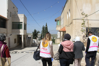 The clinic team walking in the community